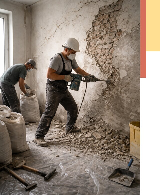 Демонтаж штукатурки со стен в Краснодаре от 7430 руб/м² — быстро и недорого | ОТДЕЛОЧНИК-Ксд