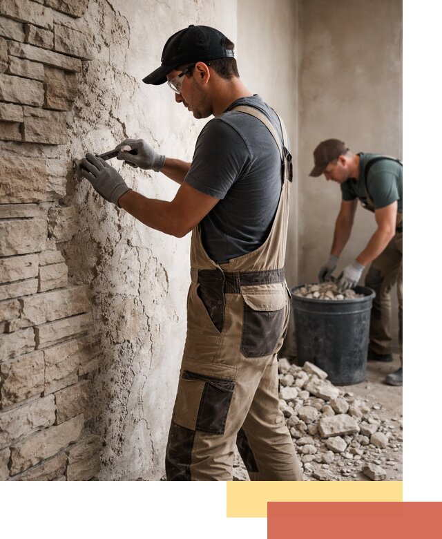 Демонтаж декоративного камня в Краснодаре профессионально и безопасно