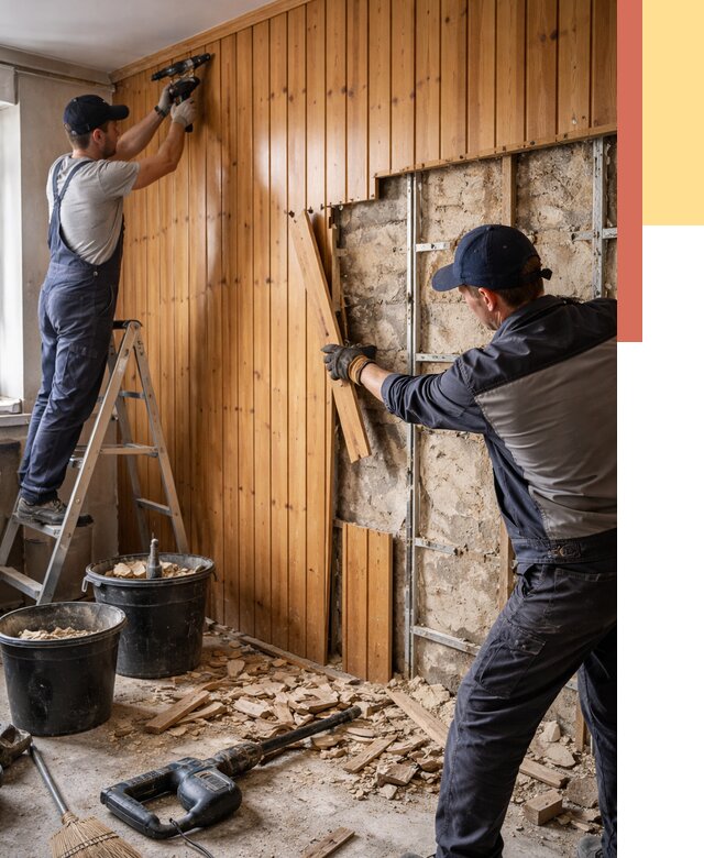 Демонтаж вагонки со стен в Краснодаре от 1496 руб. — снятие, удаление, срочно | ОТДЕЛОЧНИК-Ксд