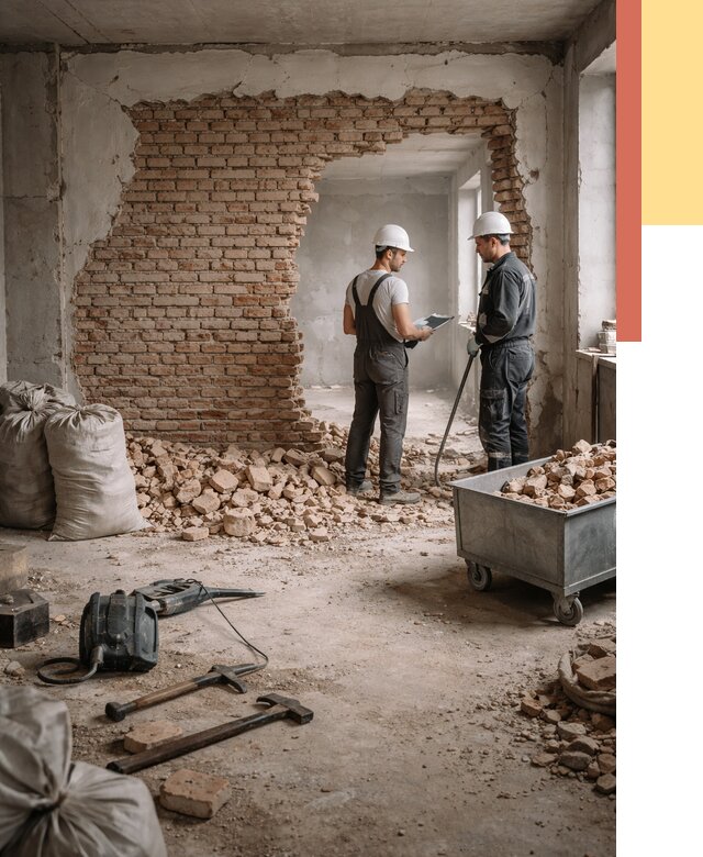 Демонтаж кирпичных стен в Краснодаре от 4334 руб. — быстро, недорого, под ключ | ОТДЕЛОЧНИК-Ксд