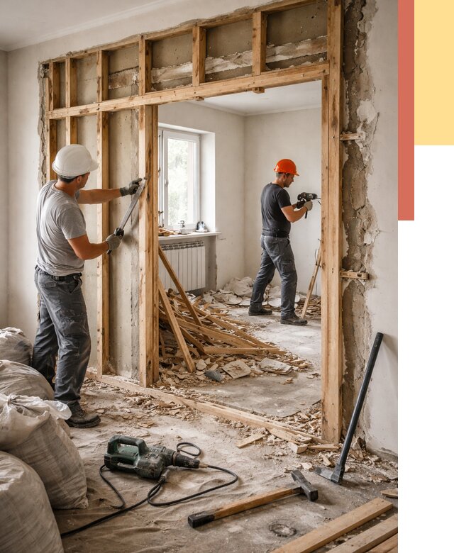 Демонтаж деревянных перегородок в Краснодаре от 3302 руб. — быстро и недорого | ОТДЕЛОЧНИК-Ксд