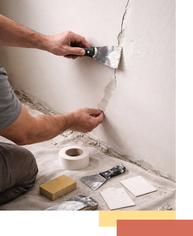 Заделка трещин и сколов в стенах и потолках в Краснодаре