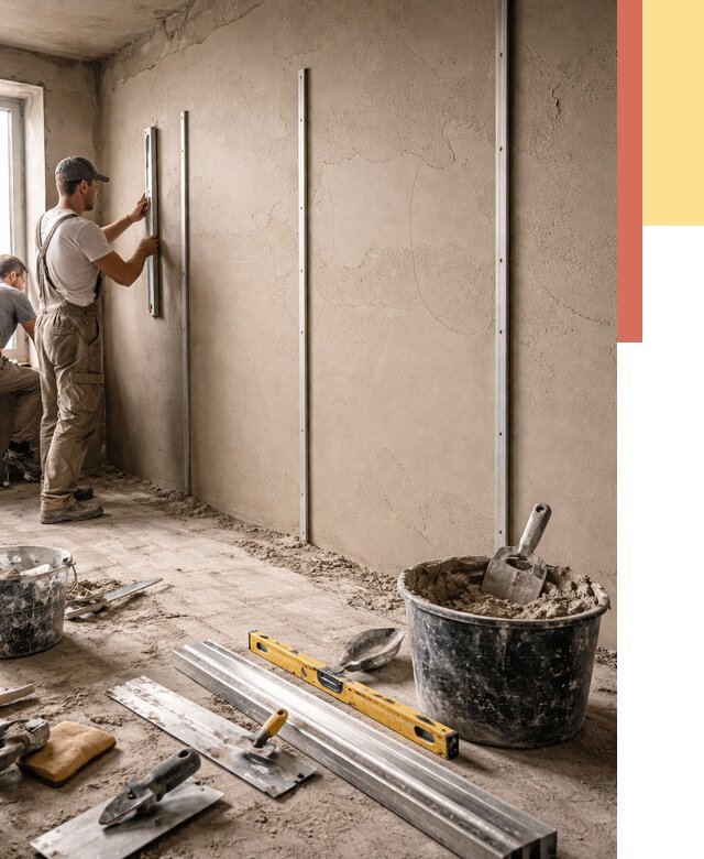 Штукатурка стен по маякам в Краснодаре от 5675 руб./м² — выравнивание под ключ | ОТДЕЛОЧНИК-Ксд