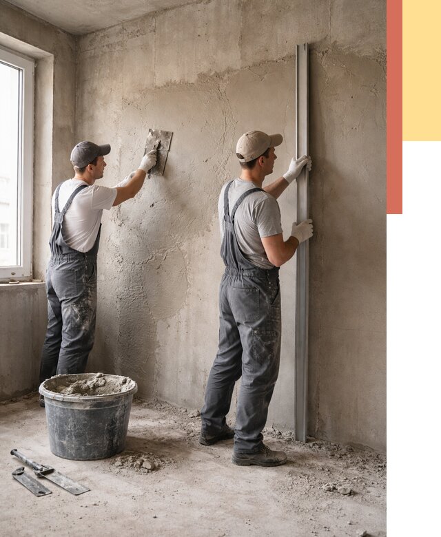 Штукатурка бетонных стен в Краснодаре от 4644 руб/м² — качественно и быстро | ОТДЕЛОЧНИК-Ксд