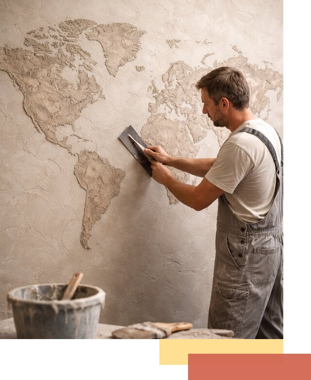 Декоративная штукатурка «Карта мира» под ключ в Краснодаре