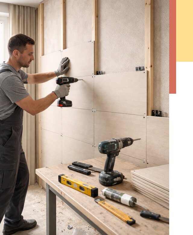 Монтаж МДФ панелей на стены в Краснодаре от 1290 руб. под ключ | ОТДЕЛОЧНИК-Ксд