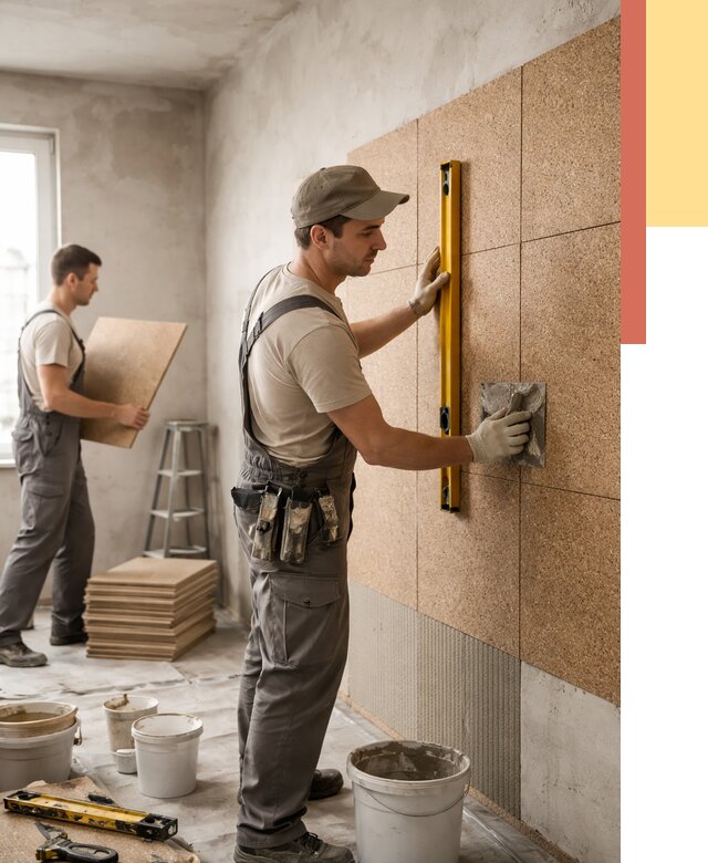 Монтаж пробковых панелей на стены в Краснодаре от 3612 руб. — ОТДЕЛОЧНИК-Ксд