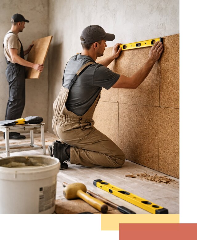 Монтаж пробковых панелей на стены в Краснодаре быстро и качественно