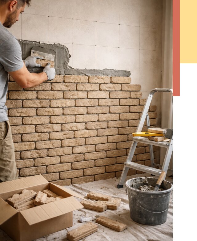 Монтаж декоративного кирпича в Краснодаре от 3302 руб./м² — быстро и недорого | ОТДЕЛОЧНИК-Ксд