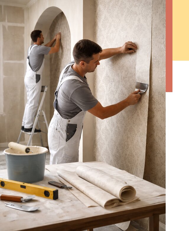 Поклейка обоев на сложные стены в Краснодаре от 2889 руб. под ключ | ОТДЕЛОЧНИК-Ксд