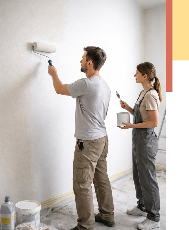 Окраска стен по стеклохолсту в Краснодаре от 4644 руб/м² под ключ | ОТДЕЛОЧНИК-Ксд