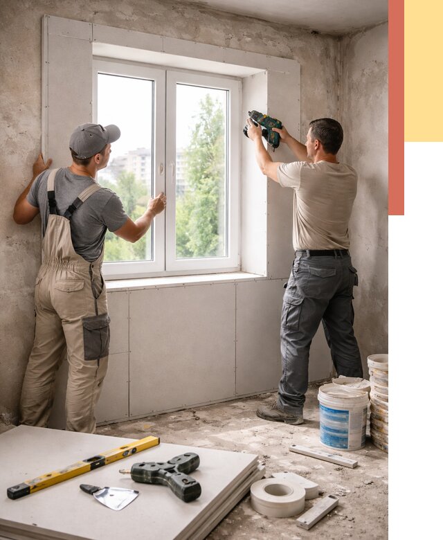 Монтаж откосов из гипсокартона в Краснодаре от 4644 руб. под ключ | ОТДЕЛОЧНИК-Ксд