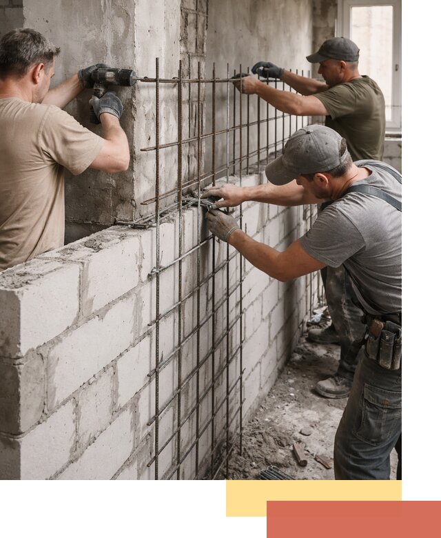 Армирование кладки перегородок в Краснодаре профессионально и надёжно