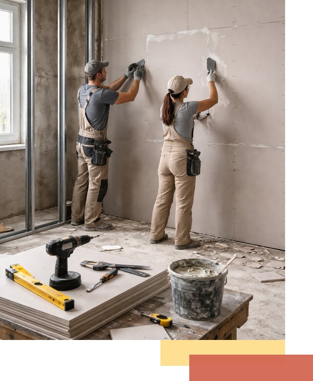 Монтаж двухслойной перегородки из гипсокартона в Краснодаре