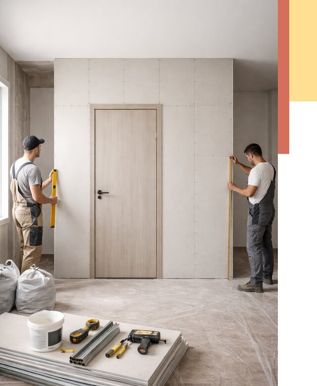 Перегородка из гипсокартона с дверью в Краснодаре от 4644 руб. под ключ | ОТДЕЛОЧНИК-Ксд