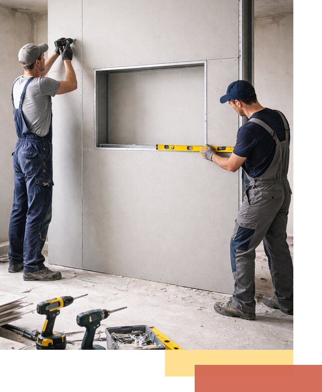 Перегородка из гипсокартона с нишей под декор в Краснодаре