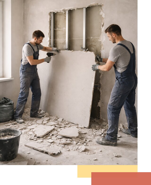 Демонтаж перегородки из гипсокартона в Краснодаре быстрый и аккуратный