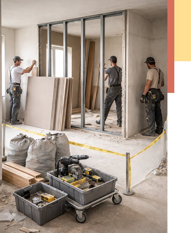 Перенос гипсокартонной перегородки в Краснодаре под ключ от 4644 руб. | Демонтаж и монтаж – ОТДЕЛОЧНИК-Ксд