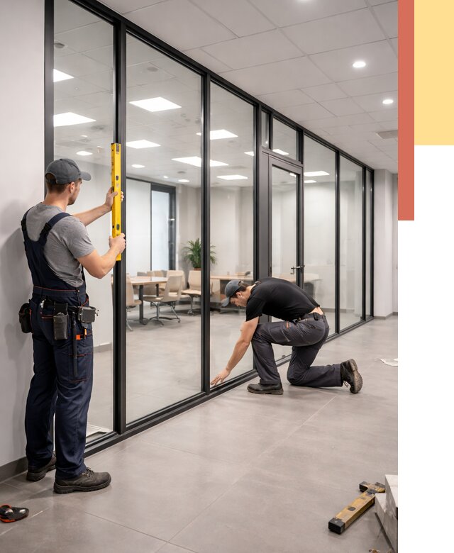 Каркасные стеклянные перегородки в Краснодаре под ключ от 9493 руб. | ОТДЕЛОЧНИК-Ксд