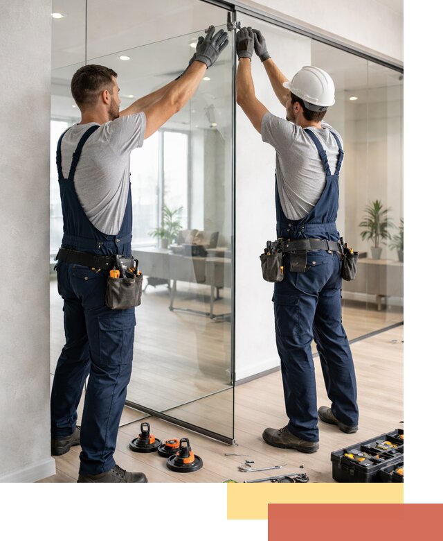 Безрамные стеклянные перегородки под ключ в Краснодаре