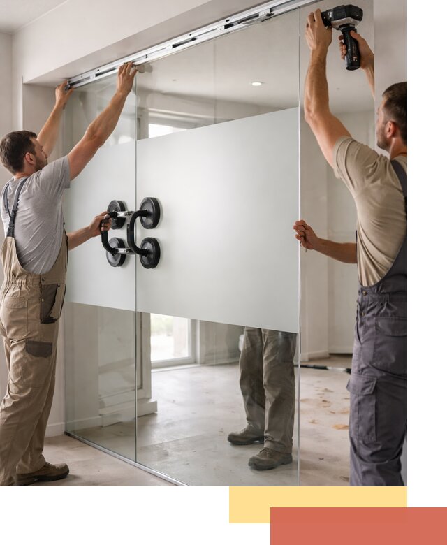 Матовые стеклянные перегородки под ключ в Краснодаре