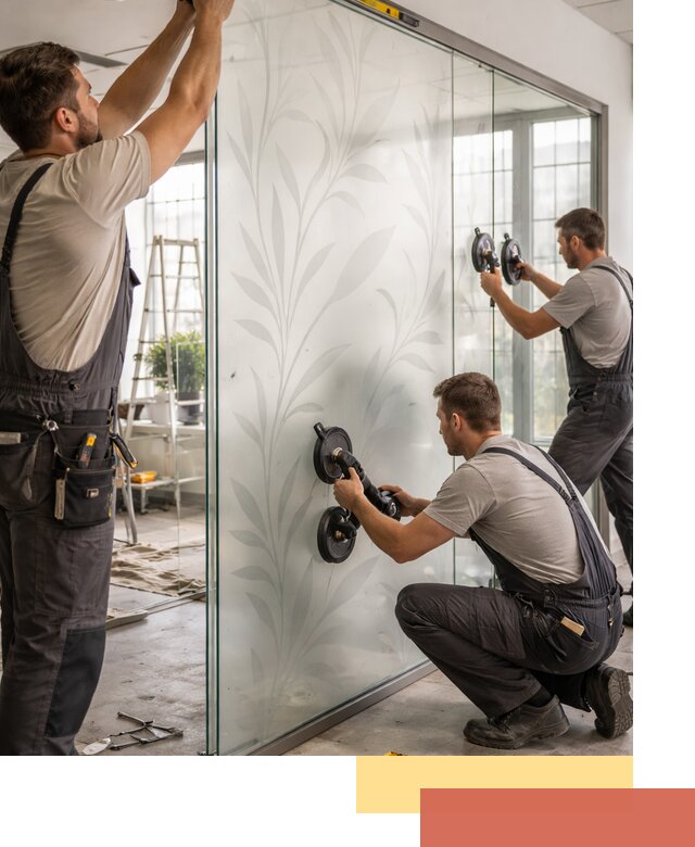 Стеклянные перегородки с рисунком на заказ в Краснодаре