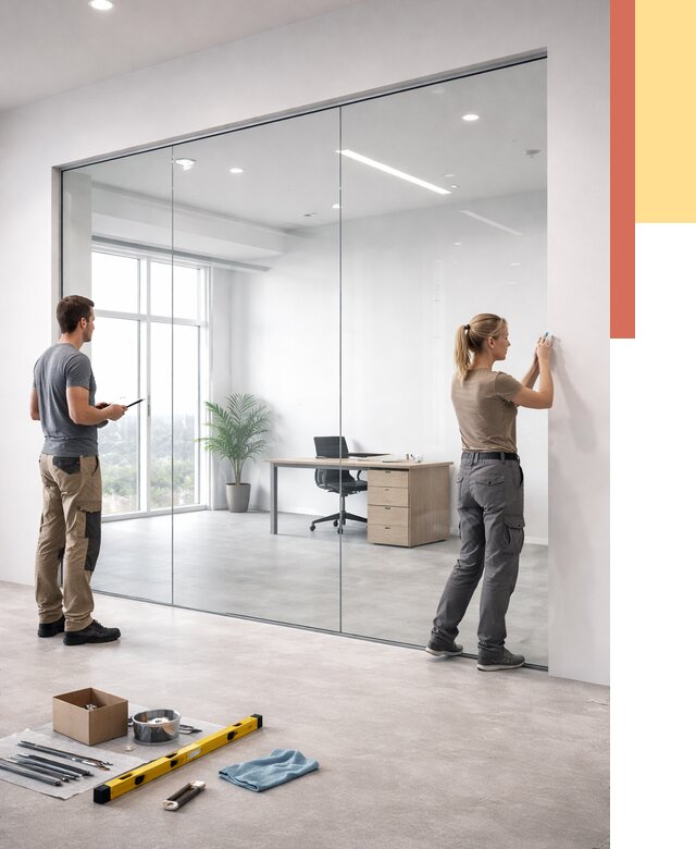 Перегородки из закаленного стекла в Краснодаре от 9803 руб. под ключ | ОТДЕЛОЧНИК-Ксд