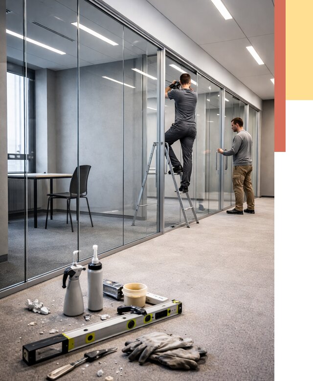 Стеклянные офисные перегородки в Краснодаре от 8771 руб. — монтаж и установка | ОТДЕЛОЧНИК-Ксд