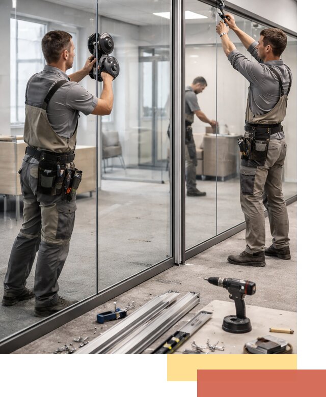 Стеклянные офисные перегородки под ключ в Краснодаре