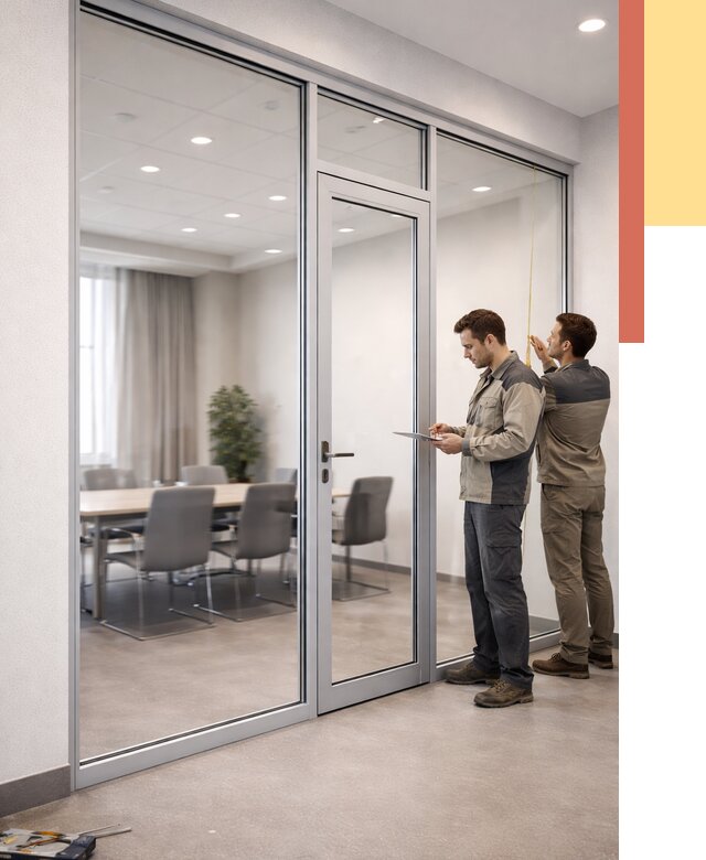 Установка и монтаж алюминиевых перегородок со стеклом в Краснодаре от 8462 руб. | ОТДЕЛОЧНИК-Ксд