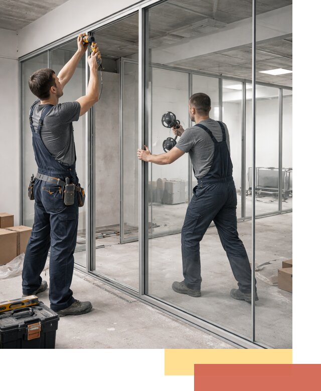 Алюминиевые перегородки со стеклом в Краснодаре — изготовление и монтаж