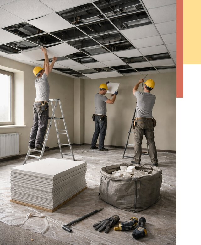 Демонтаж потолка Армстронг в Краснодаре от 4644 руб. быстро и недорого | ОТДЕЛОЧНИК-Ксд