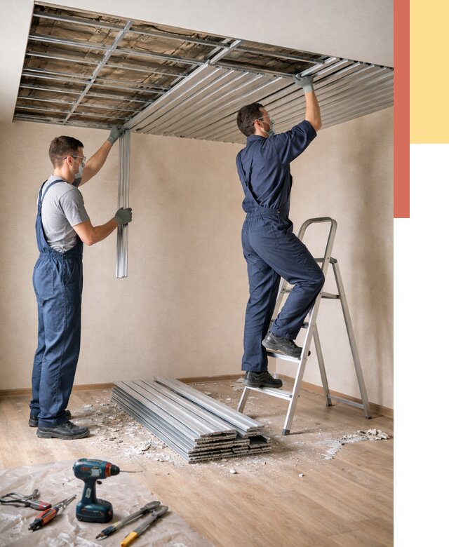 Демонтаж реечного потолка в Краснодаре от 4644 руб. быстро и недорого | ОТДЕЛОЧНИК-Ксд