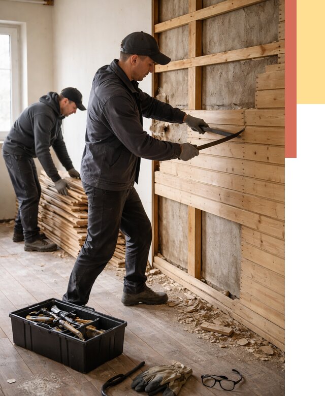 Демонтаж вагонки в Краснодаре от 3921 руб/м2 — быстро и недорого | ОТДЕЛОЧНИК-Ксд