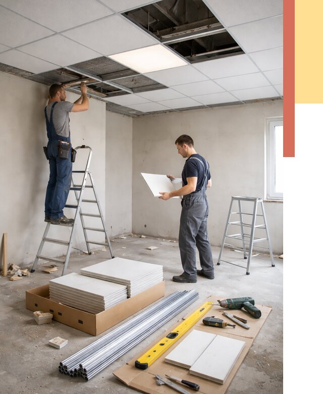 Монтаж потолка армстронг в Краснодаре от 4644 руб/м2 — быстрая установка под ключ | ОТДЕЛОЧНИК-Ксд