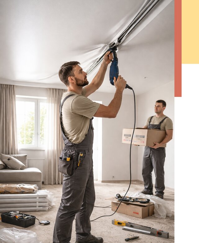 Монтаж сатинового натяжного потолка в Краснодаре от 3612 руб. | Быстро, недорого — ОТДЕЛОЧНИК-Ксд