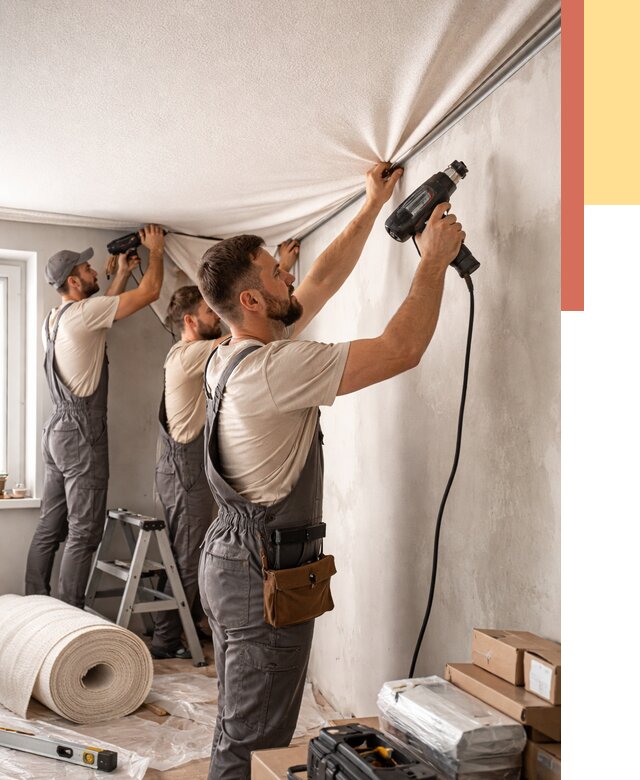 Монтаж фактурного натяжного потолка в Краснодаре от 774 руб. — ОТДЕЛОЧНИК-Ксд