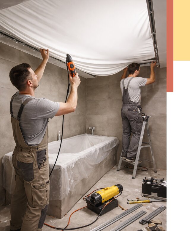 Монтаж натяжного потолка в ванной в Краснодаре от 1238 руб. под ключ | ОТДЕЛОЧНИК-Ксд