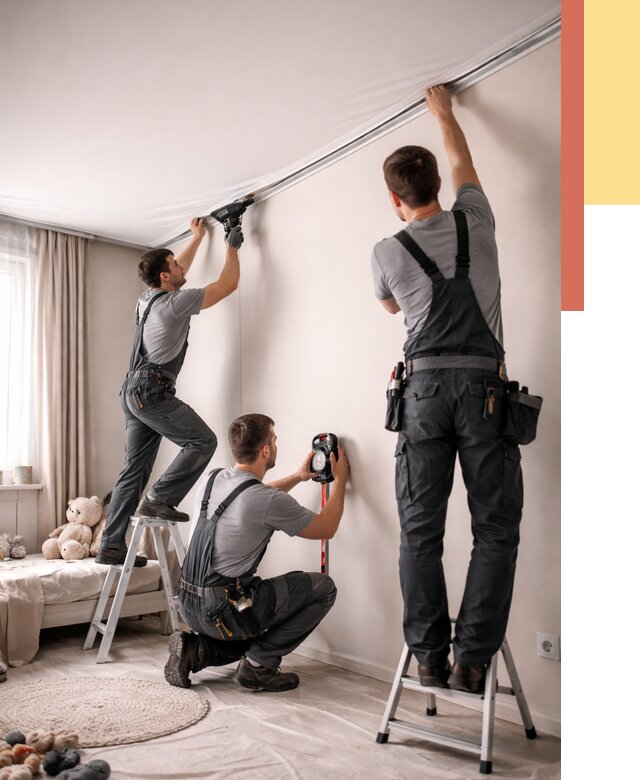 Монтаж натяжного потолка в детской в Краснодаре от 3612 руб. — быстро и недорого | ОТДЕЛОЧНИК-Ксд