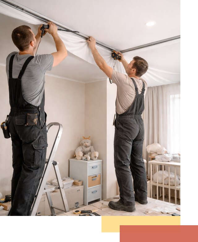 Монтаж натяжного потолка в детской комнате в Краснодаре