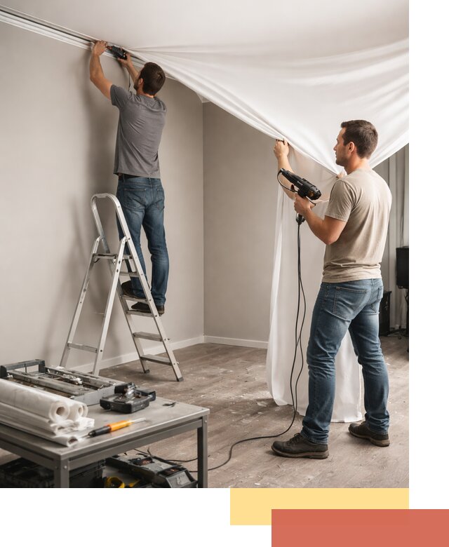 Монтаж натяжного потолка в студии в Краснодаре