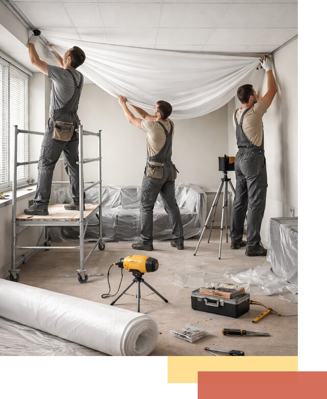 Монтаж натяжного потолка в офисе в Краснодаре