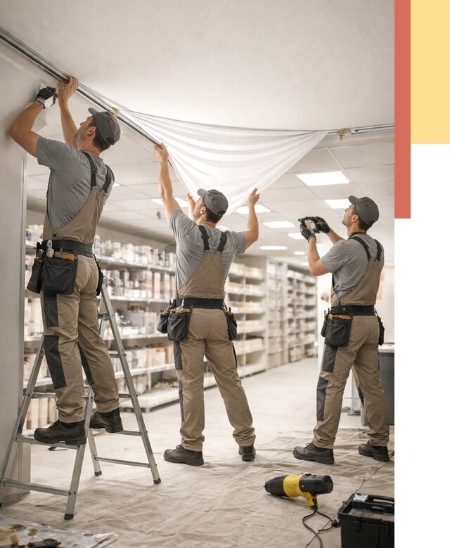 Монтаж натяжного потолка в магазине в Краснодаре от 4644 руб. быстро и недорого | ОТДЕЛОЧНИК-Ксд