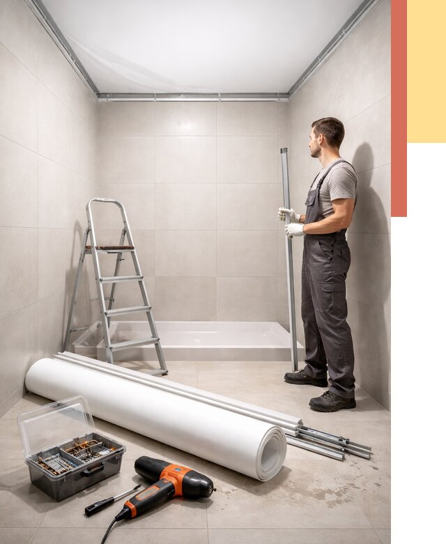 Монтаж натяжного потолка в санузле в Краснодаре от 1909 руб. — ОТДЕЛОЧНИК-Ксд