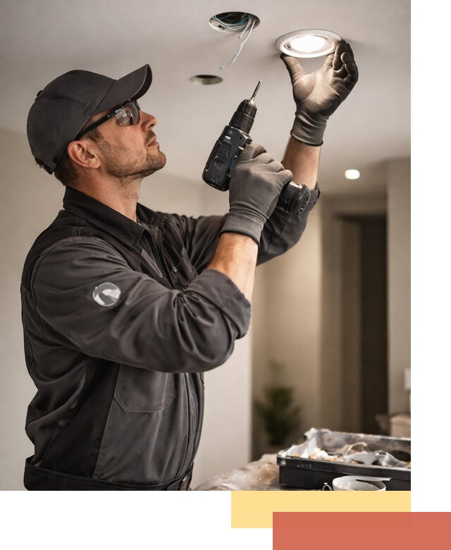 Установка точечных светильников в натяжной потолок в Краснодаре