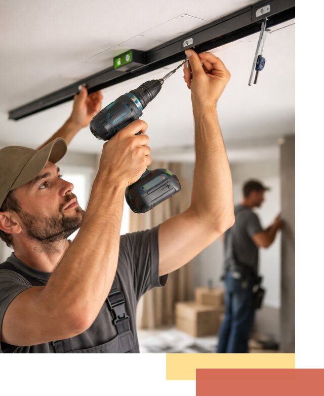 Установка трековых светильников в натяжной потолок в Краснодаре