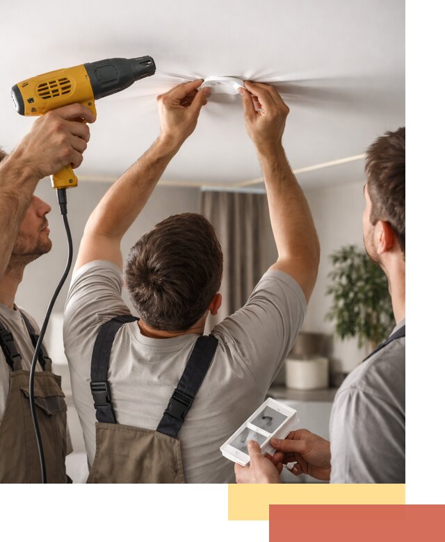 Ремонт прокола полотна натяжного потолка в Краснодаре