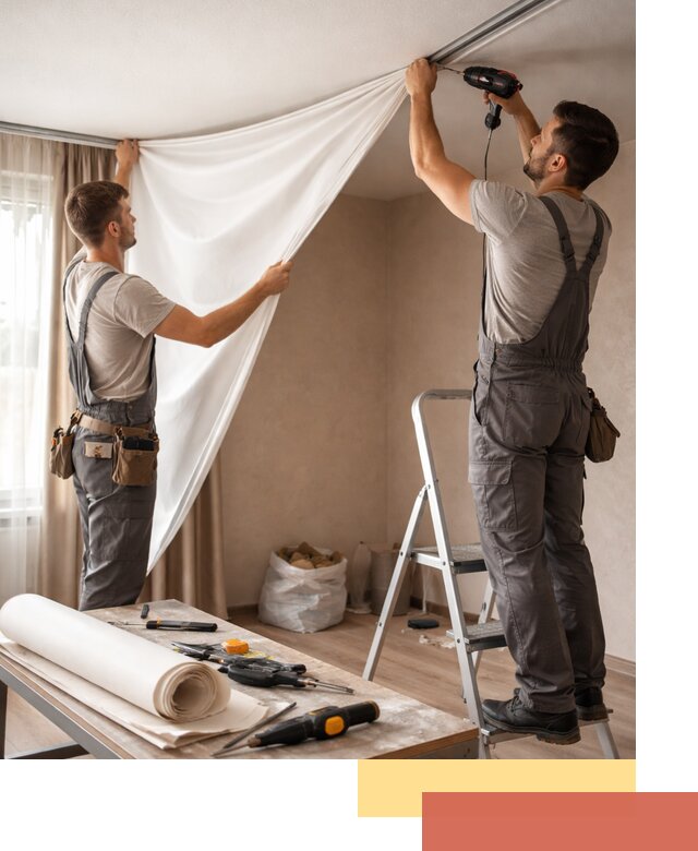 Замена полотна натяжного потолка в Краснодаре быстро и качественно