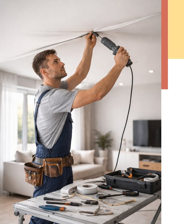 Ремонт натяжных потолков в Краснодаре от 9803 руб. под ключ — ОТДЕЛОЧНИК-Ксд