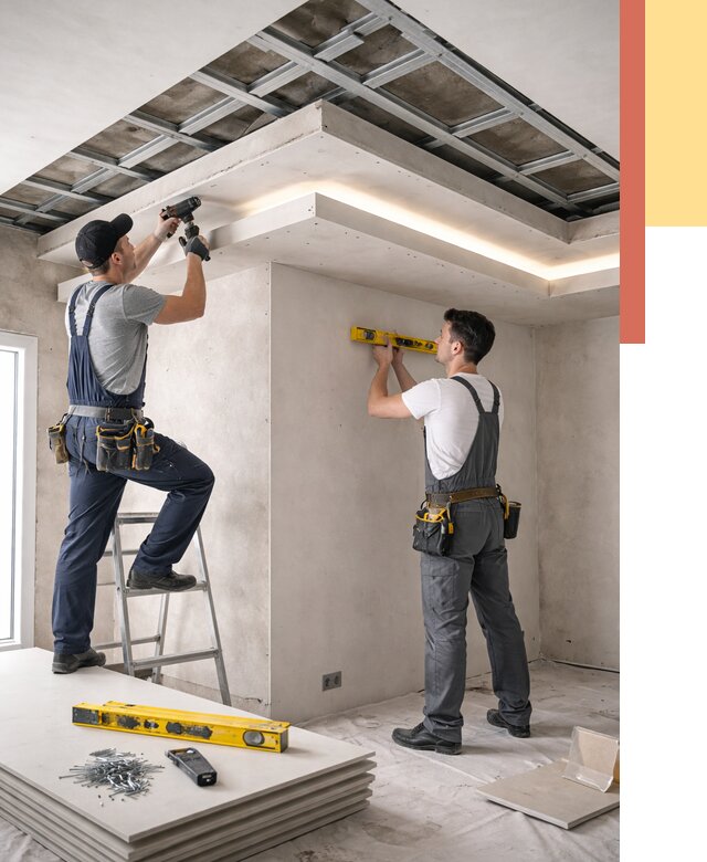 Двухуровневый потолок из гипсокартона в Краснодаре от 1496 руб. под ключ | ОТДЕЛОЧНИК-Ксд